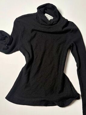 Rene Lezard Black Ribbed Turtleneck Sweater Size M Wool Blend Made in Germany